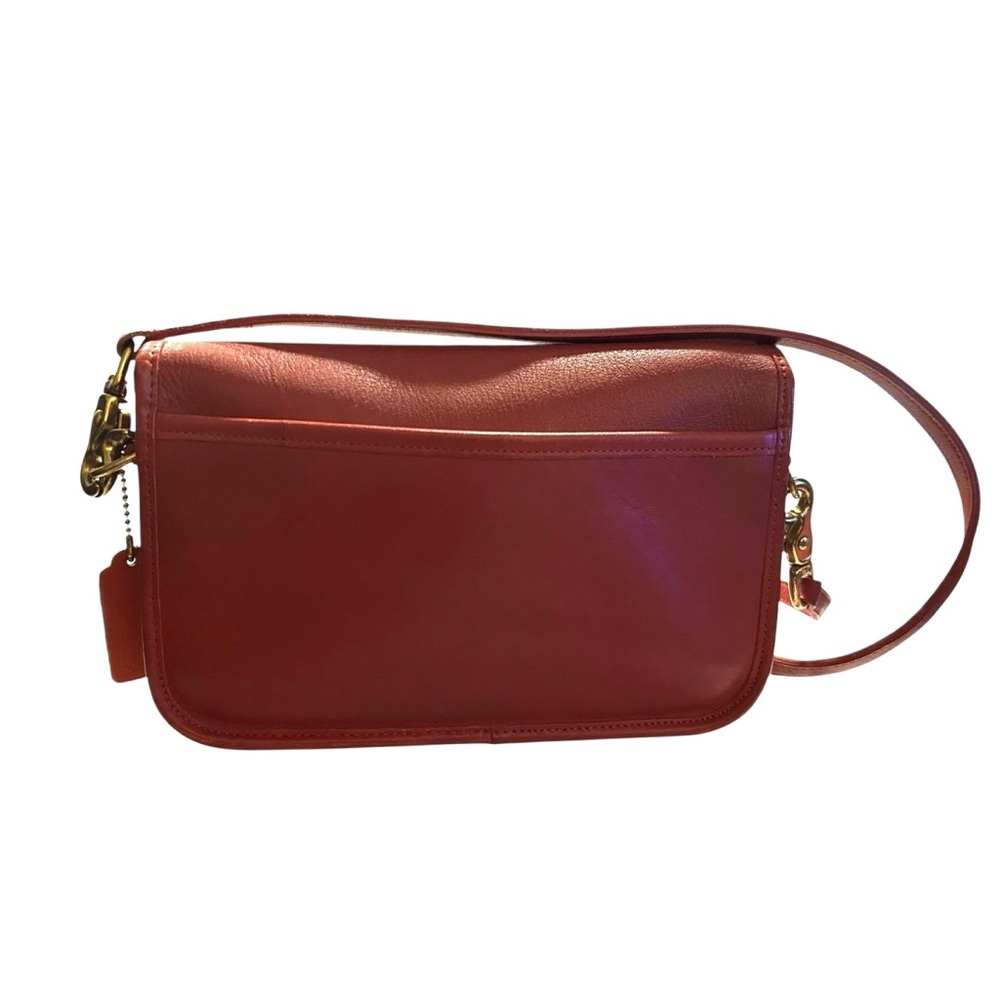 Vintage Coach Turn-Lock Classic Red Leather Pocket Purse Crossbody Bag - Picture 2 of 12